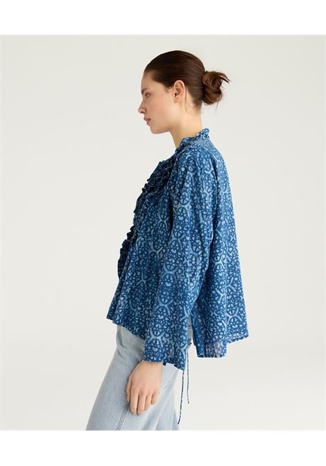Camicia Zafiro in Voile Stampa Indaco Blu Corda MOMONI | CAMICIE | 261MMOSH0088718