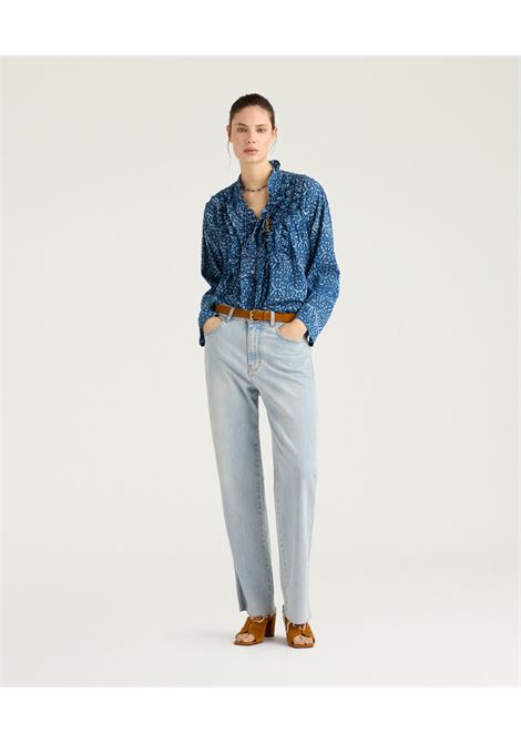 Camicia Zafiro in Voile Stampa Indaco Blu Corda MOMONI | CAMICIE | 261MMOSH0088718
