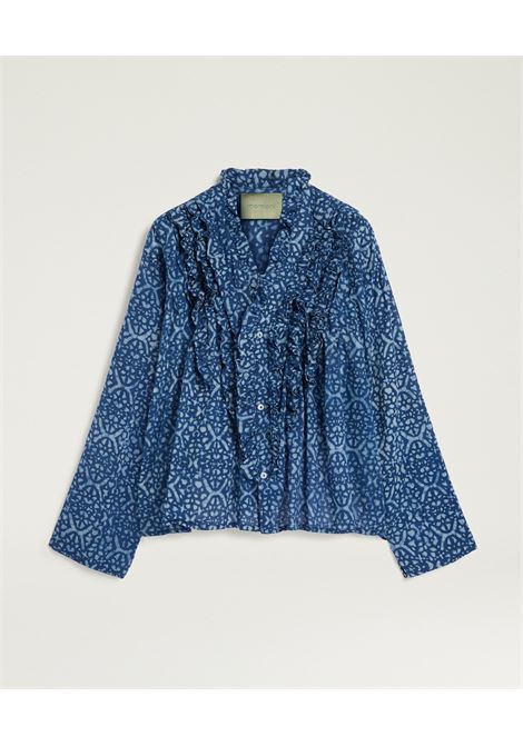 Camicia Zafiro in Voile Stampa Indaco Blu Corda MOMONI | CAMICIE | 261MMOSH0088718