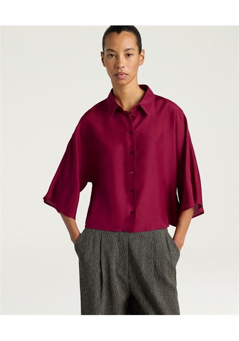 Camicia Cougr Kimono in Seta Habutai Ciclamino MOMONI | CAMICIE | 261MMOSH0200455
