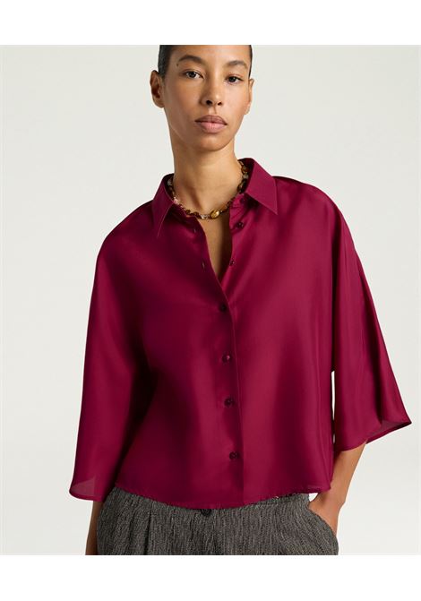 Camicia Cougr Kimono in Seta Habutai Ciclamino MOMONI | CAMICIE | 261MMOSH0200455