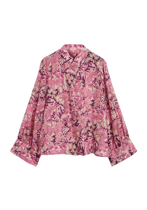 Camicia Franklin in habutai di seta stampata begonia/viola MOMONI | CAMICIE | 261MMOSH0404462