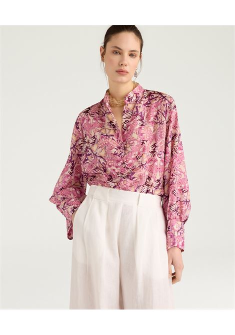 Camicia Franklin in habutai di seta stampata begonia/viola MOMONI | CAMICIE | 261MMOSH0404462