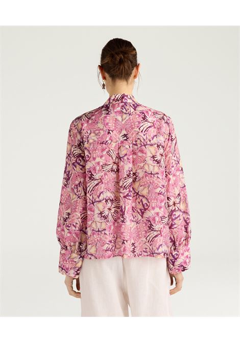 Camicia Franklin in habutai di seta stampata begonia/viola MOMONI | CAMICIE | 261MMOSH0404462