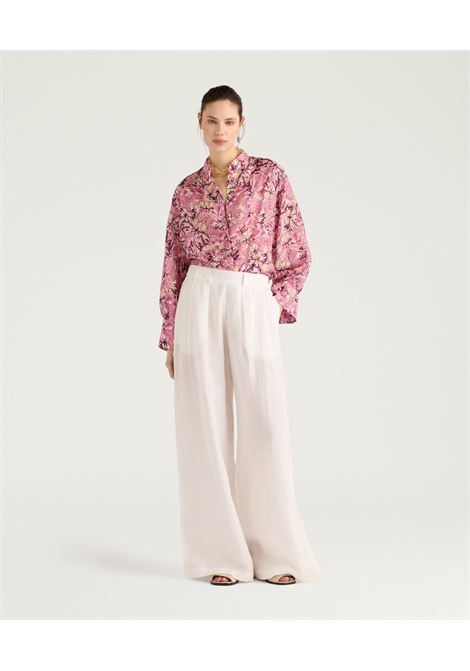 Camicia Franklin in habutai di seta stampata begonia/viola MOMONI | CAMICIE | 261MMOSH0404462