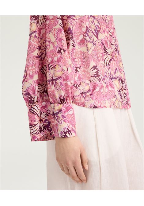 Camicia Franklin in habutai di seta stampata begonia/viola MOMONI | CAMICIE | 261MMOSH0404462