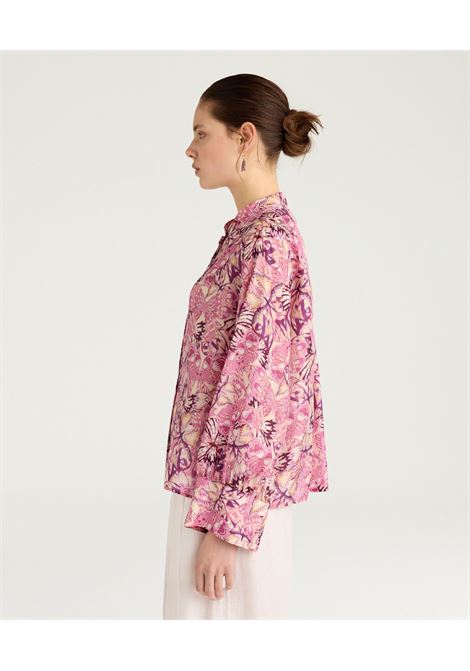 Camicia Franklin in habutai di seta stampata begonia/viola MOMONI | CAMICIE | 261MMOSH0404462