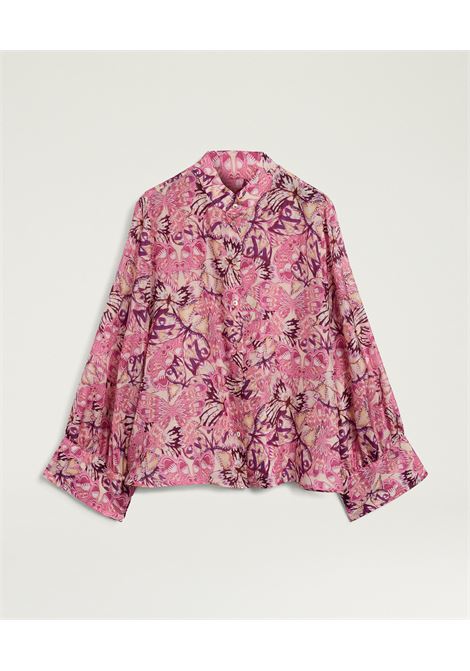 Camicia Franklin in habutai di seta stampata begonia/viola MOMONI | CAMICIE | 261MMOSH0404462
