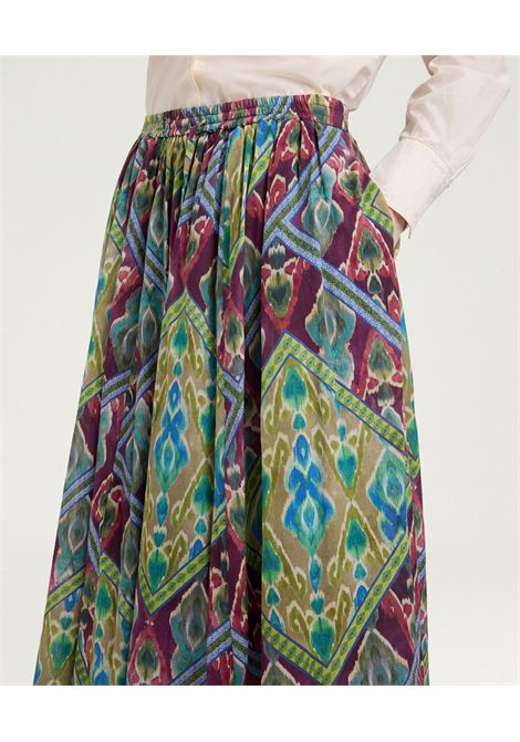 Gonna Maxi Fria in Voile di Cotone Stampato Multicolor Turchese MOMONI | Gonne | 261MMOSK0038740