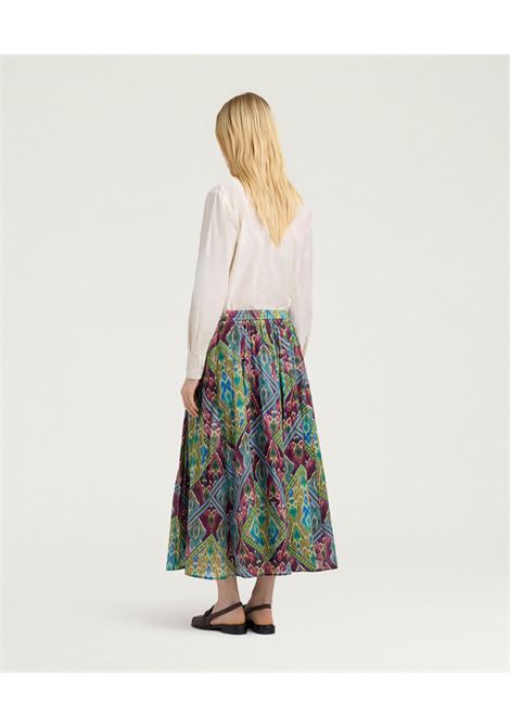 Gonna Maxi Fria in Voile di Cotone Stampato Multicolor Turchese MOMONI | Gonne | 261MMOSK0038740