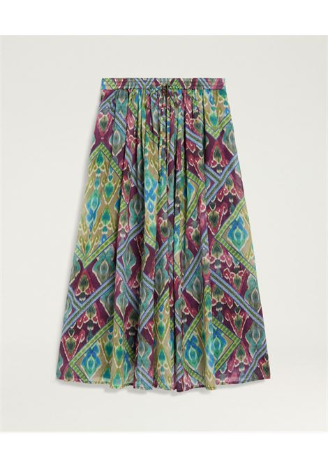 Gonna Maxi Fria in Voile di Cotone Stampato Multicolor Turchese MOMONI | Gonne | 261MMOSK0038740