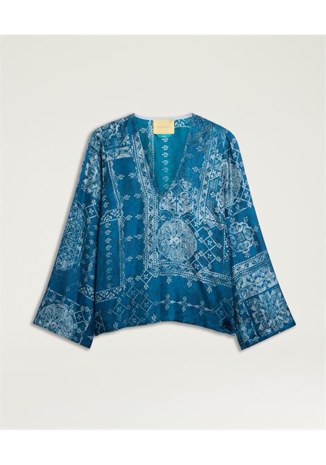 Blusa Momonì Joya in Twill di Seta Stampata - Linea Svasata Leggiadra MOMONI | Bluse | MOBL0018885