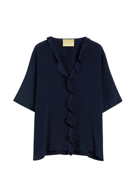 Blusa Momonì Salvia in Crepe Acetato Seta - Scollo con Sciarpa Annodabile MOMONI | Bluse | MOBL0030890