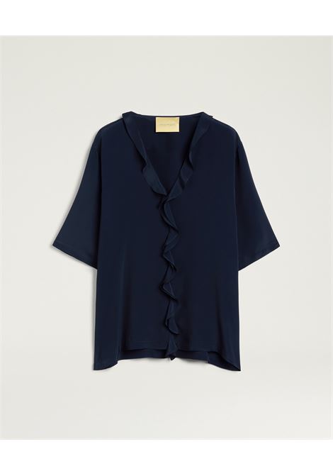 Blusa Momonì Salvia in Crepe Acetato Seta - Scollo con Sciarpa Annodabile MOMONI | Bluse | MOBL0030890