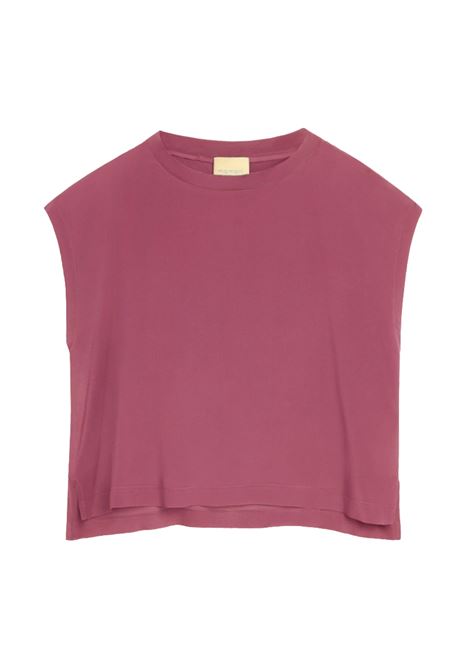Blusa Curacao Oversize in Acetato Seta Malva MOMONI | Bluse | MOBL0040384