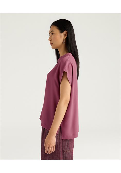 Blusa Curacao Oversize in Acetato Seta Malva MOMONI | Bluse | MOBL0040384