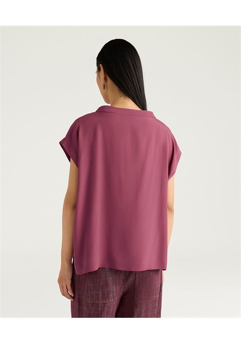 Blusa Curacao Oversize in Acetato Seta Malva MOMONI | Bluse | MOBL0040384