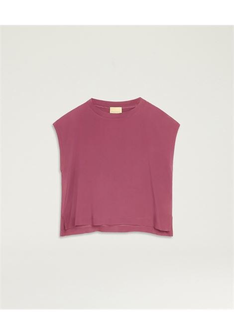 Blusa Curacao Oversize in Acetato Seta Malva MOMONI | Bluse | MOBL0040384