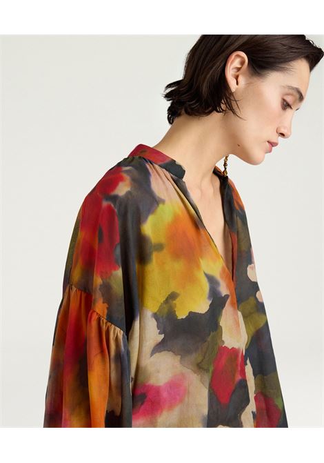 Blusa Neblina Oversize in Voile di Cotone Multicolor Army MOMONI | Bluse | MOBL0057480