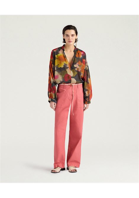 Blusa Neblina Oversize in Voile di Cotone Multicolor Army MOMONI | Bluse | MOBL0057480