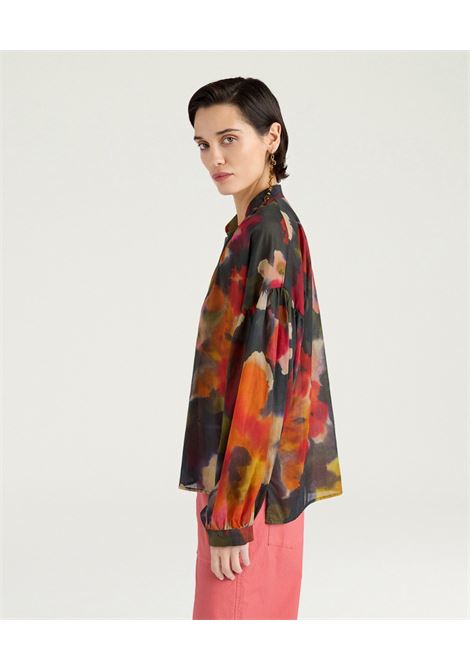 Blusa Neblina Oversize in Voile di Cotone Multicolor Army MOMONI | Bluse | MOBL0057480