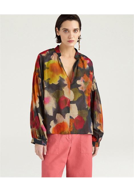 Blusa Neblina Oversize in Voile di Cotone Multicolor Army MOMONI | Bluse | MOBL0057480