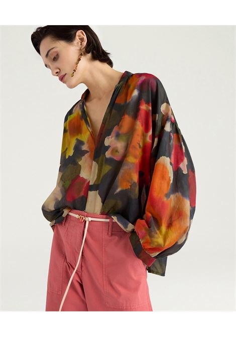 Blusa Neblina Oversize in Voile di Cotone Multicolor Army MOMONI | Bluse | MOBL0057480