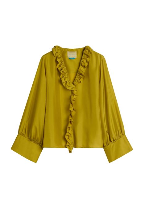 Blusa Momonì Montoya Boxy in Habutai di Seta - Rouches e Maniche Arricciate MOMONI | Bluse | MOBL0080230