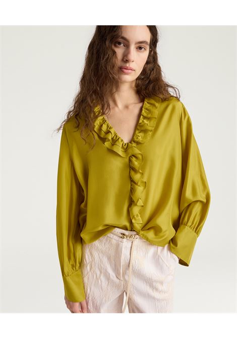 Blusa Momonì Montoya Boxy in Habutai di Seta - Rouches e Maniche Arricciate MOMONI | Bluse | MOBL0080230