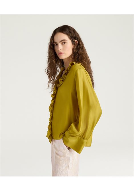 Blusa Momonì Montoya Boxy in Habutai di Seta - Rouches e Maniche Arricciate MOMONI | Bluse | MOBL0080230