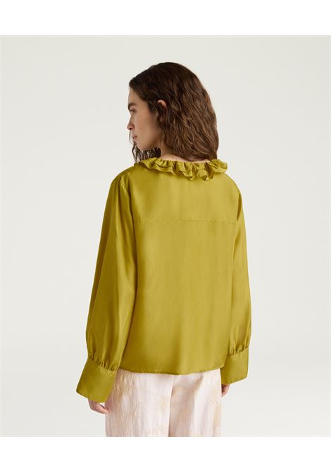 Blusa Momonì Montoya Boxy in Habutai di Seta - Rouches e Maniche Arricciate MOMONI | Bluse | MOBL0080230