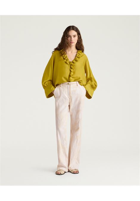 Blusa Momonì Montoya Boxy in Habutai di Seta - Rouches e Maniche Arricciate MOMONI | Bluse | MOBL0080230