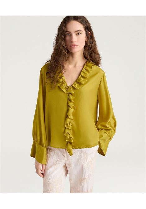 Blusa Momonì Montoya Boxy in Habutai di Seta - Rouches e Maniche Arricciate MOMONI | Bluse | MOBL0080230