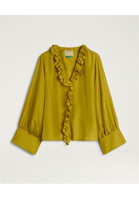 Blusa Momonì Montoya Boxy in Habutai di Seta - Rouches e Maniche Arricciate MOMONI | Bluse | MOBL0080230