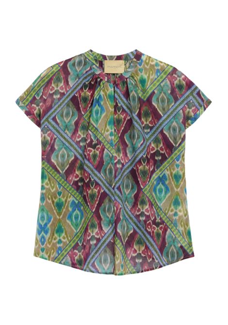 Blusa Copal in Voile di Cotone Multicolor Turchese MOMONI | Bluse | MOBL0098740