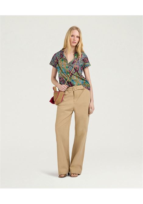 Blusa Copal in Voile di Cotone Multicolor Turchese MOMONI | Bluse | MOBL0098740