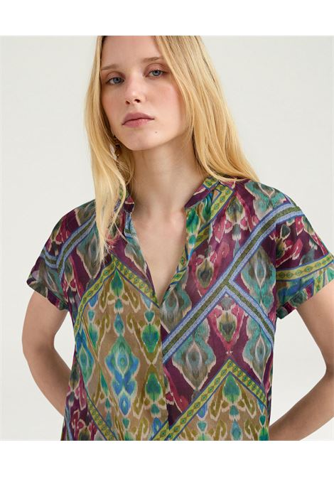 Blusa Copal in Voile di Cotone Multicolor Turchese MOMONI | Bluse | MOBL0098740