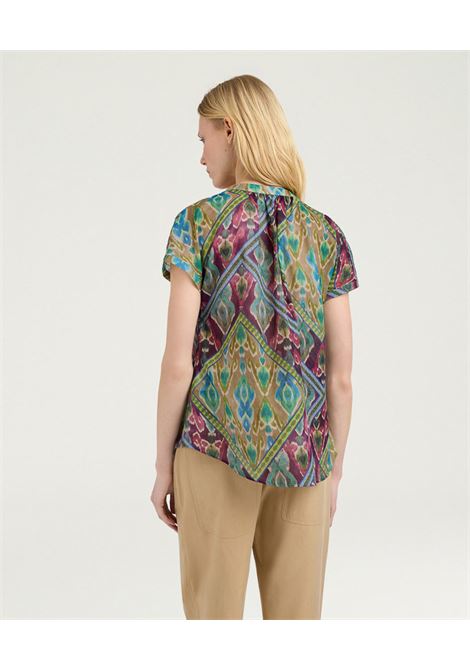 Blusa Copal in Voile di Cotone Multicolor Turchese MOMONI | Bluse | MOBL0098740