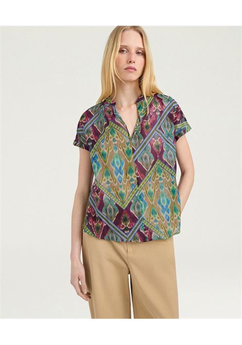Blusa Copal in Voile di Cotone Multicolor Turchese MOMONI | Bluse | MOBL0098740