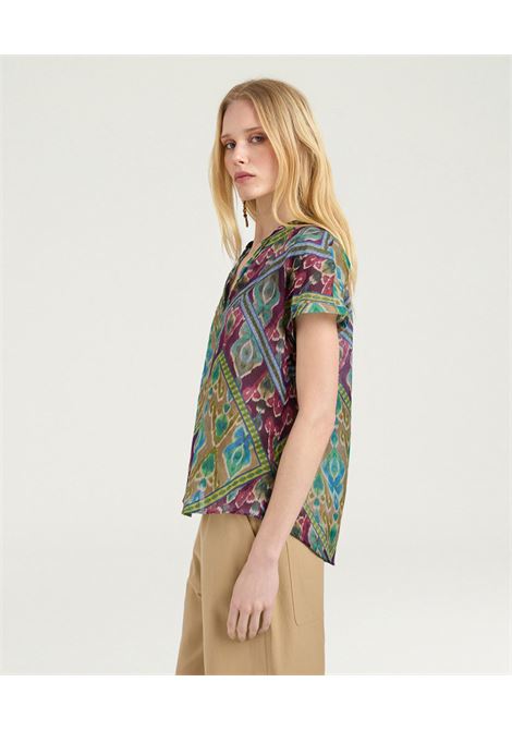 Blusa Copal in Voile di Cotone Multicolor Turchese MOMONI | Bluse | MOBL0098740