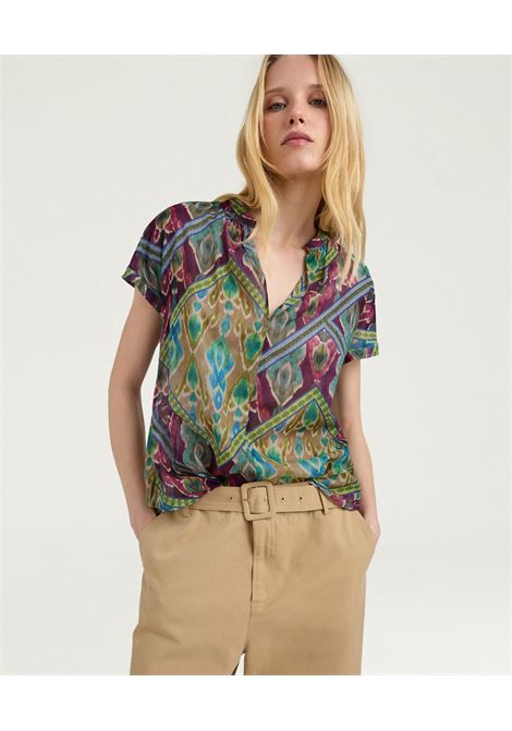 Blusa Copal in Voile di Cotone Multicolor Turchese MOMONI | Bluse | MOBL0098740