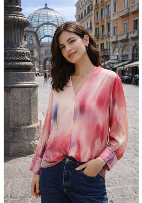 Blusa Momonì Sabina Boxy in Viscosa Stampata - Maniche Arricciate al Polso Alto MOMONI | Bluse | MOBL0183044