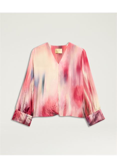 Blusa Momonì Sabina Boxy in Viscosa Stampata - Maniche Arricciate al Polso Alto MOMONI | Bluse | MOBL0183044