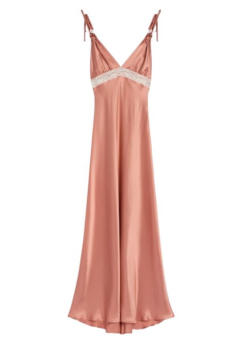 Abito lungo Fedora in raso di seta con pizzo valenciennes Momonì MOMONI | Vestiti | MODR0010341