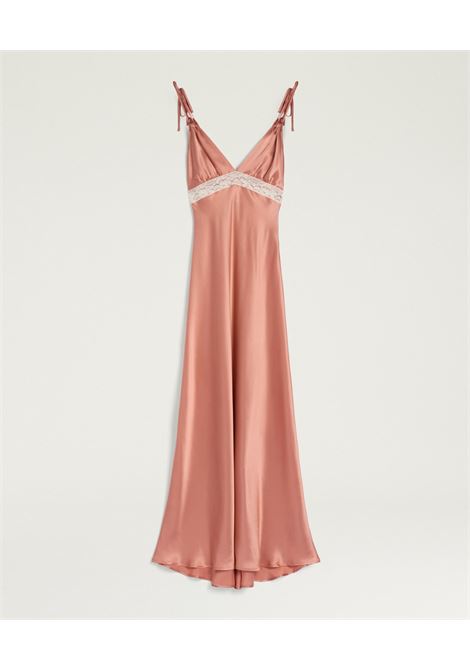 Abito lungo Fedora in raso di seta con pizzo valenciennes Momonì MOMONI | Vestiti | MODR0010341