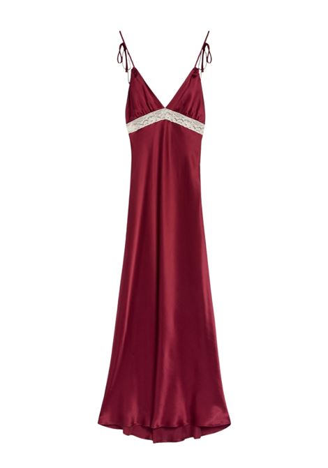 Abito lungo Fedora in raso di seta con pizzo valenciennes Momonì MOMONI | Vestiti | MODR0010460