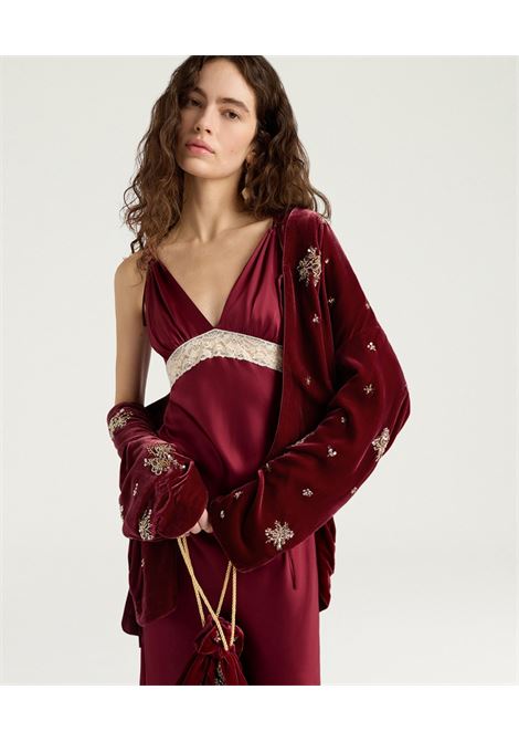 Abito lungo Fedora in raso di seta con pizzo valenciennes Momonì MOMONI | Vestiti | MODR0010460