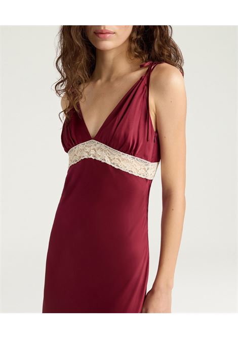 Abito lungo Fedora in raso di seta con pizzo valenciennes Momonì MOMONI | Vestiti | MODR0010460