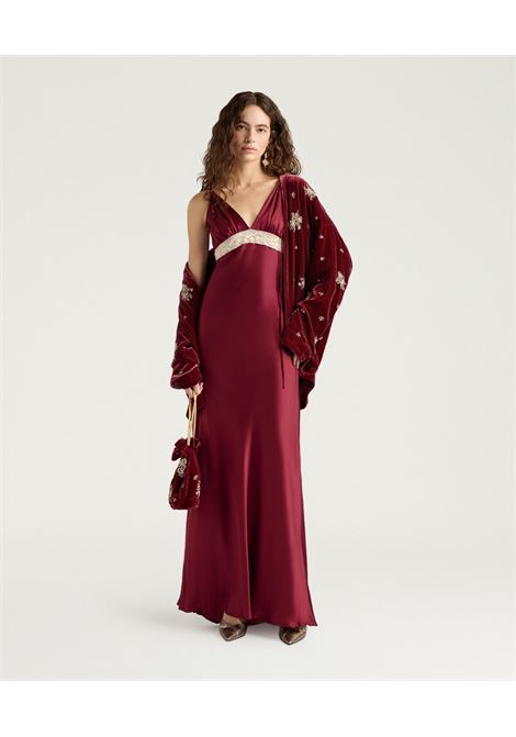 Abito lungo Fedora in raso di seta con pizzo valenciennes Momonì MOMONI | Vestiti | MODR0010460