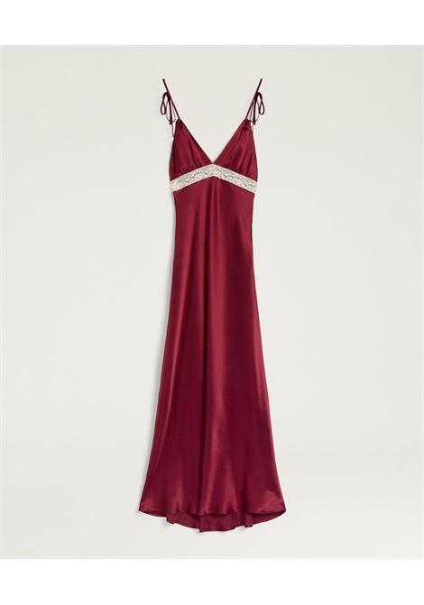 Abito lungo Fedora in raso di seta con pizzo valenciennes Momonì MOMONI | Vestiti | MODR0010460